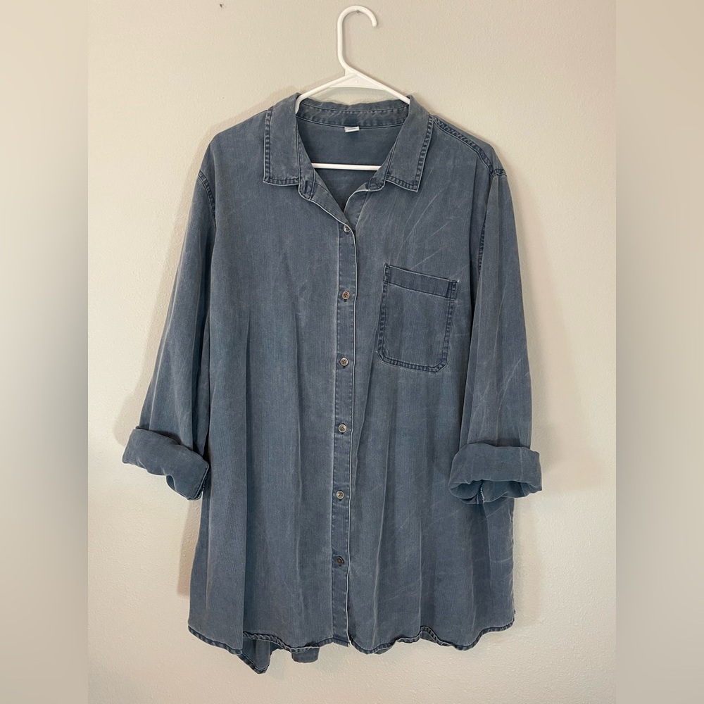 Old Navy Denim Blue Oversized Casual Shirt